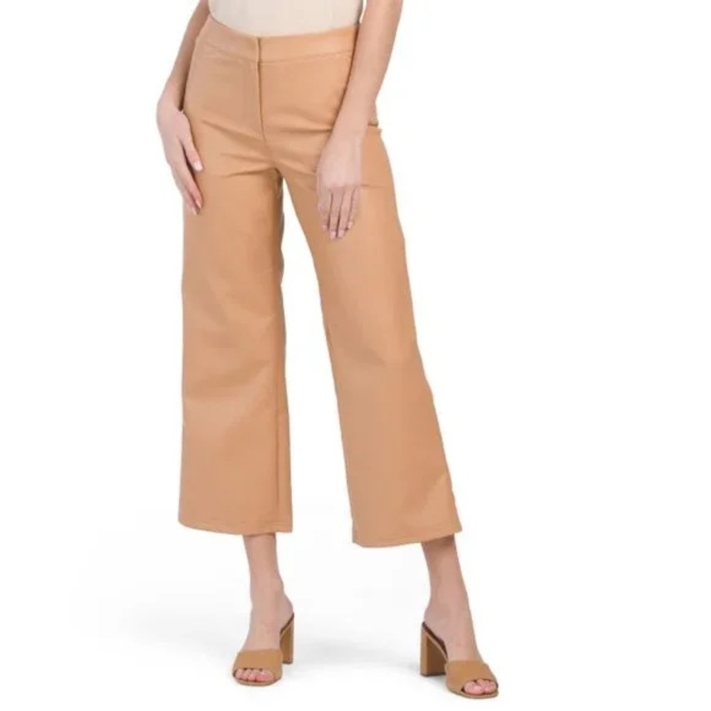 NWT BAGATELLE COLLECTION Camel Faux Leather High Waist Crop Wide Leg Pant
